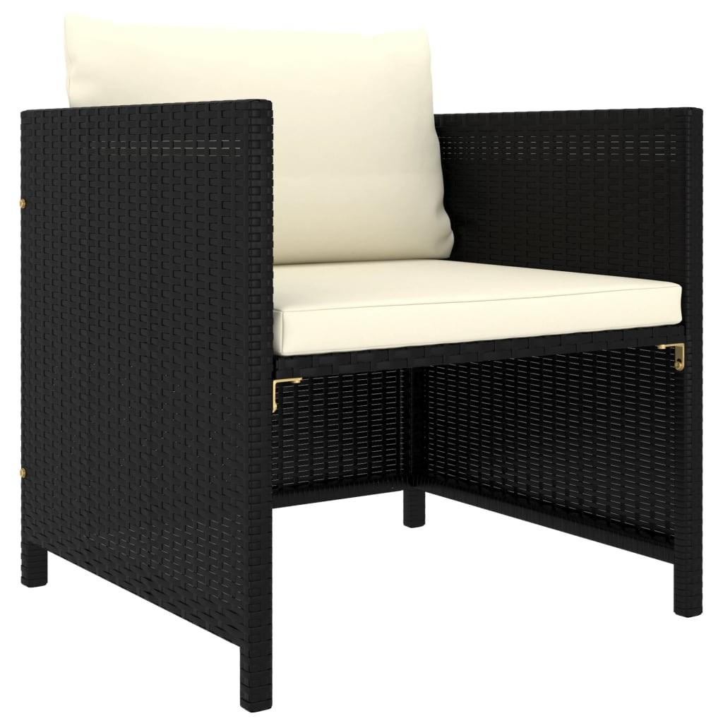 Havesofa med hynder polyrattan sort
