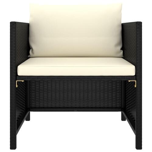 Havesofa med hynder polyrattan sort