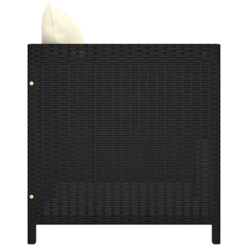Havesofa med hynder polyrattan sort