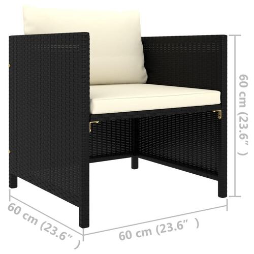 Havesofa med hynder polyrattan sort