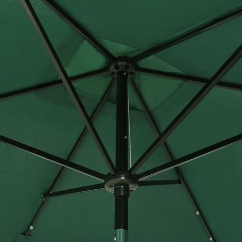 Parasol med stålstang og LED-lys 2x3 m grøn