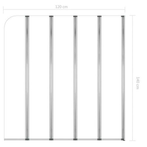 Brusevæg til badekar 120x140 cm hærdet glas gennemsigtigt