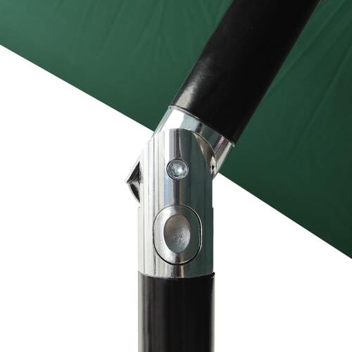 Parasol med stålstang og LED-lys 2x3 m grøn