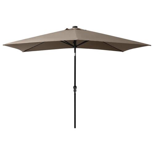 Parasol med stålstang og LED-lys 2x3 m gråbrun