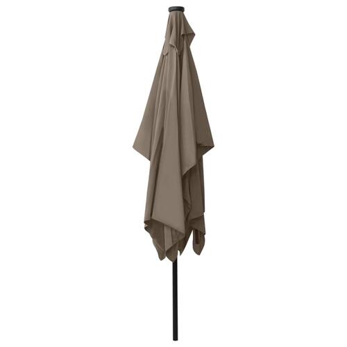 Parasol med stålstang og LED-lys 2x3 m gråbrun