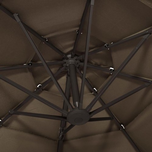 Parasol 3 × 3 m med aluminiumsstang - 4 niveauer, gråbrun