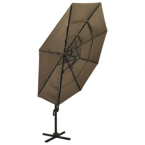 Parasol 3 × 3 m med aluminiumsstang - 4 niveauer, gråbrun
