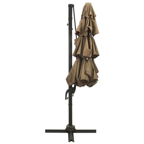 Parasol 3 × 3 m med aluminiumsstang - 4 niveauer, gråbrun