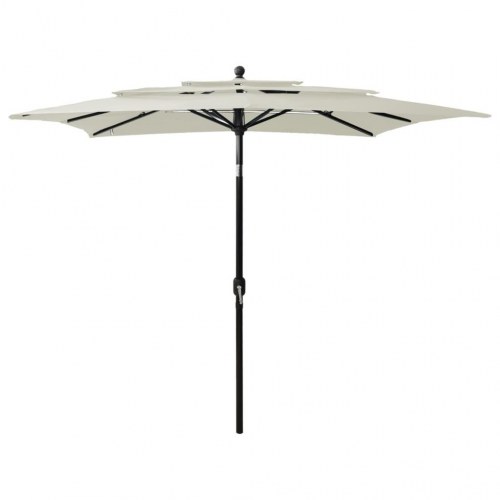 Parasol 2,5 × 2,5 m med aluminiumsstang - 3 niveauer, sandfarvet
