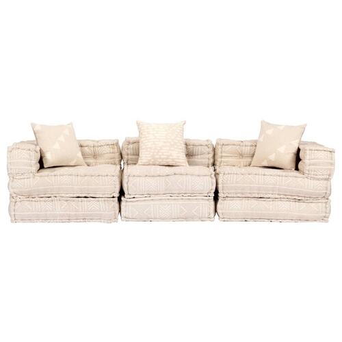 3-personers modulær puf stof beige