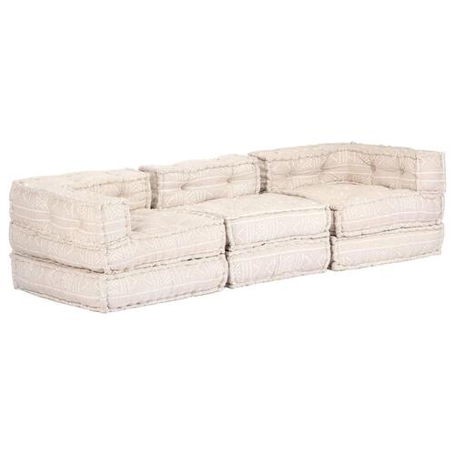 3-personers modulær puf stof beige