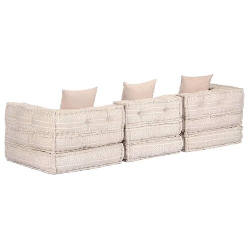 3-personers modulær puf stof beige