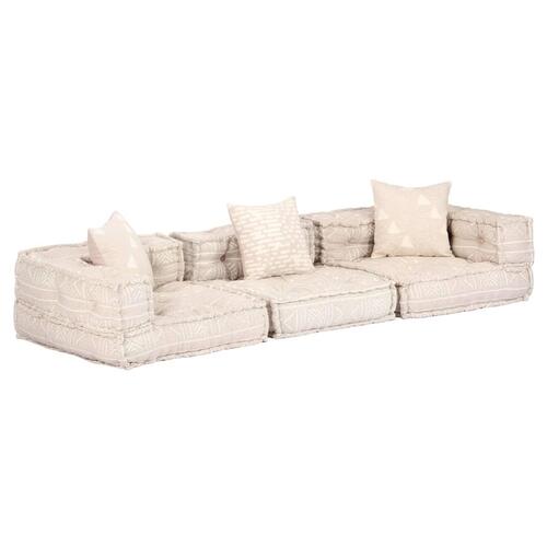 3-personers modulær puf stof beige