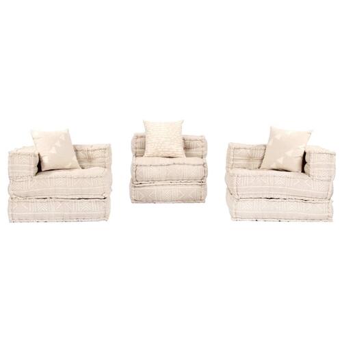 3-personers modulær puf stof beige