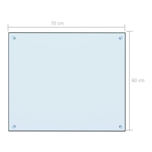 Stænkplade 70x60 cm hærdet glas hvid