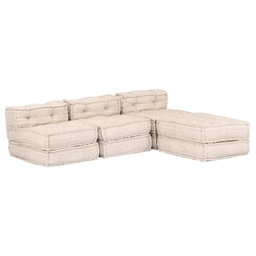 3-personers modulær puf stof beige