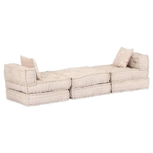 3-personers modulær puf stof beige