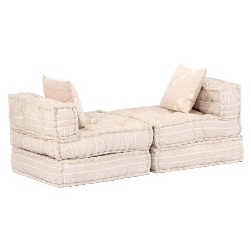 3-personers modulær puf stof beige