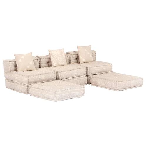 3-personers modulær puf stof beige