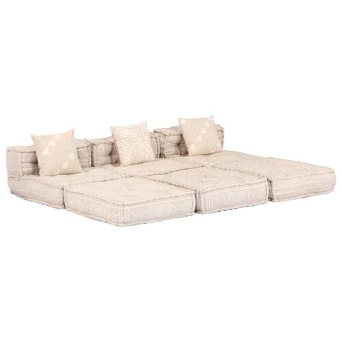 3-personers modulær puf stof beige