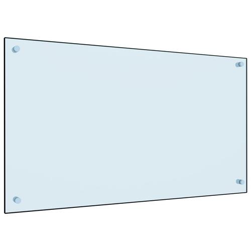 Stænkplade 90x50 cm hærdet glas hvid