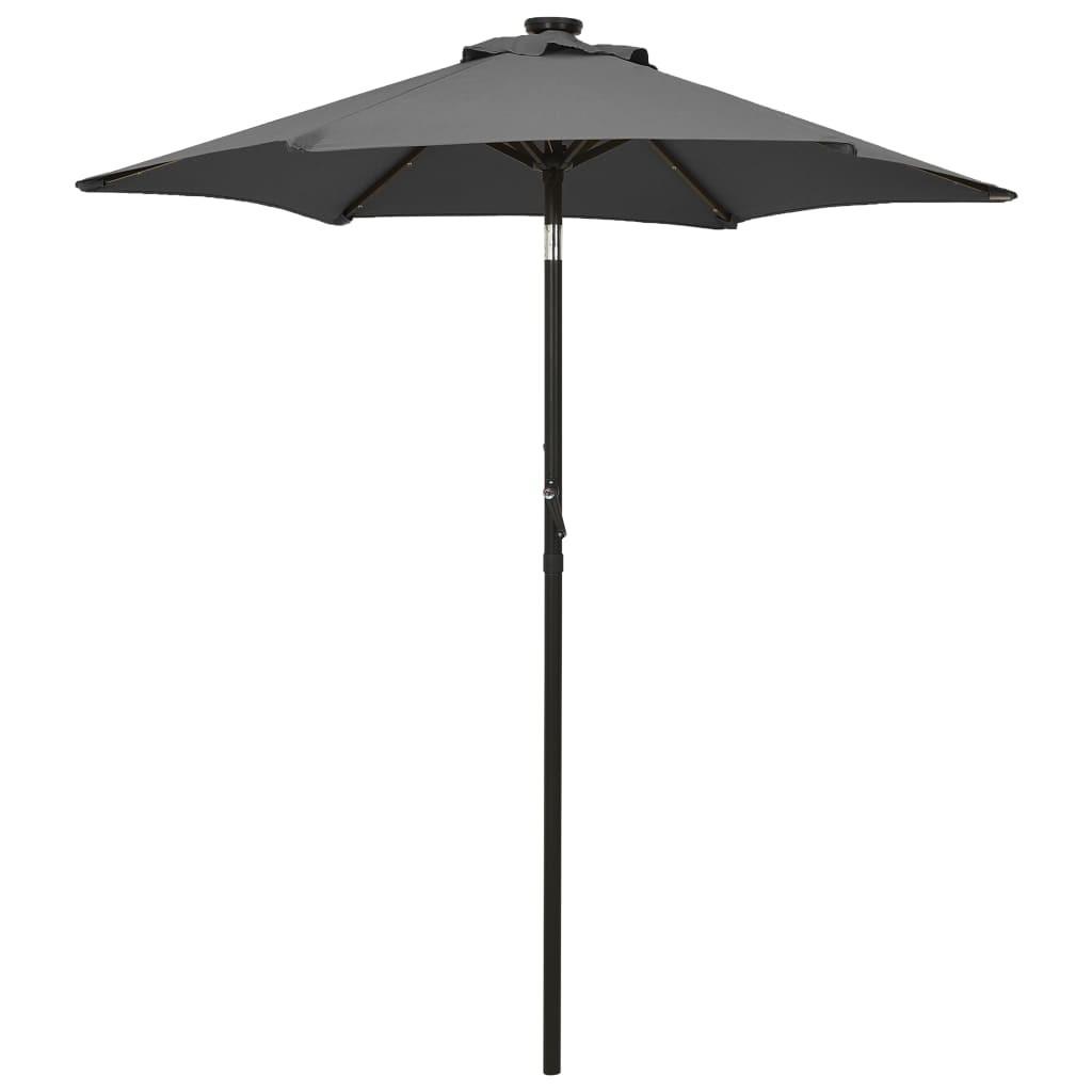 Parasol med LED-lys 200x211 cm aluminium antracitgrå