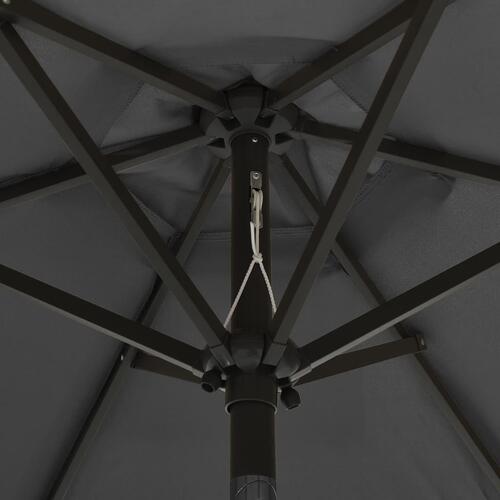 Parasol med LED-lys 200x211 cm aluminium antracitgrå
