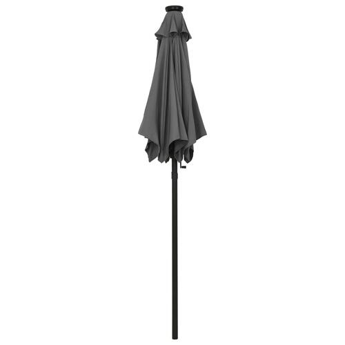 Parasol med LED-lys 200x211 cm aluminium antracitgrå