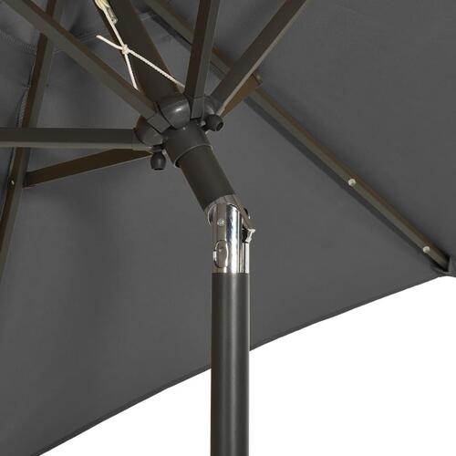 Parasol med LED-lys 200x211 cm aluminium antracitgrå