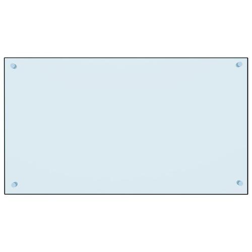 Stænkplade 90x50 cm hærdet glas hvid