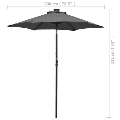 Parasol med LED-lys 200x211 cm aluminium antracitgrå