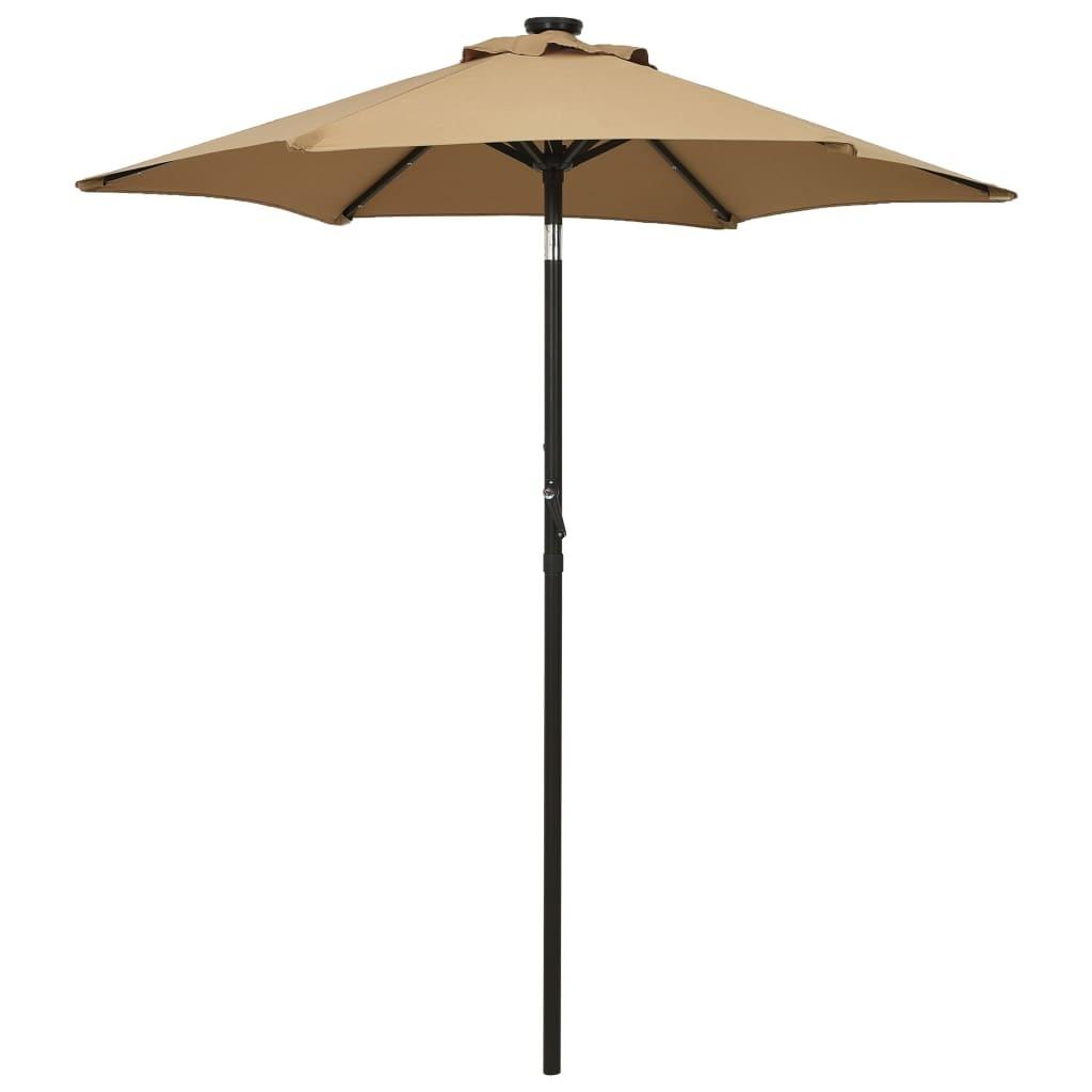 Parasol med LED-lys 200x211 cm aluminium gråbrun