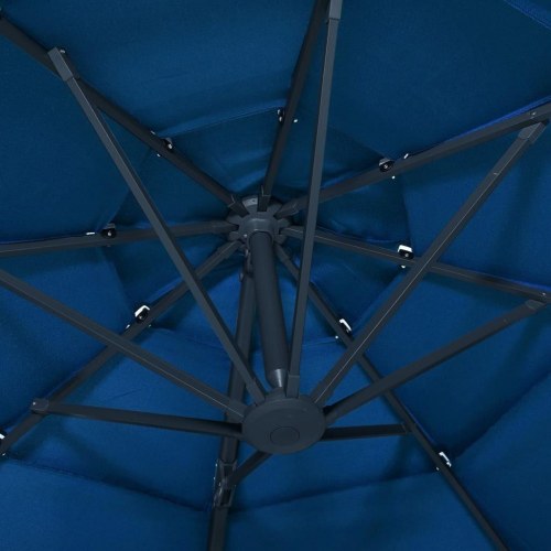 Parasol 3 × 3 m med aluminiumsstang - 4 niveauer, azurblå