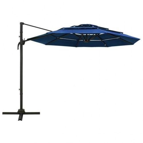Parasol 3 × 3 m med aluminiumsstang - 4 niveauer, azurblå