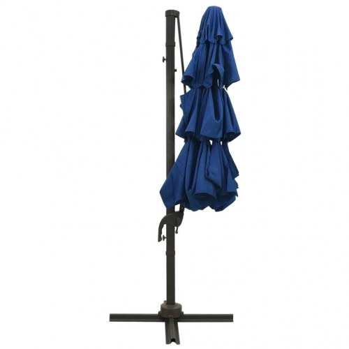 Parasol 3 × 3 m med aluminiumsstang - 4 niveauer, azurblå