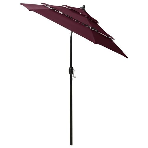 Parasol med aluminiumsstang i 3 niveauer 2 m bordeaux