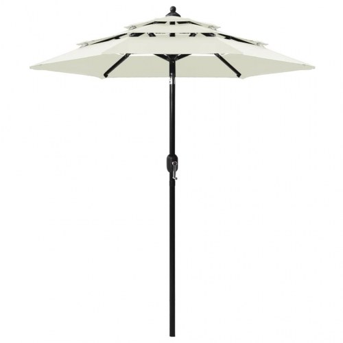 Parasol 2 m med aluminiumsstang - 3 niveauer, sandfarvet