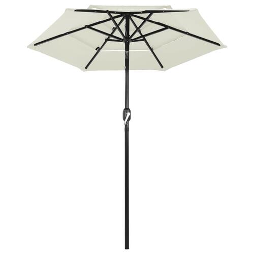 Parasol med aluminiumsstang i 3 niveauer 2 m sandfarvet