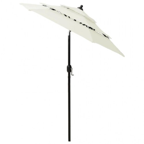 Parasol 2 m med aluminiumsstang - 3 niveauer, sandfarvet