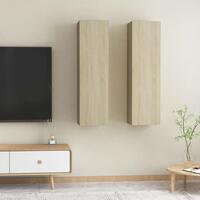 Tv-borde 2 stk. 30,5x30x110 cm konstrueret træ sonoma-eg