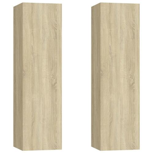 Tv-borde 2 stk. 30,5x30x110 cm konstrueret træ sonoma-eg