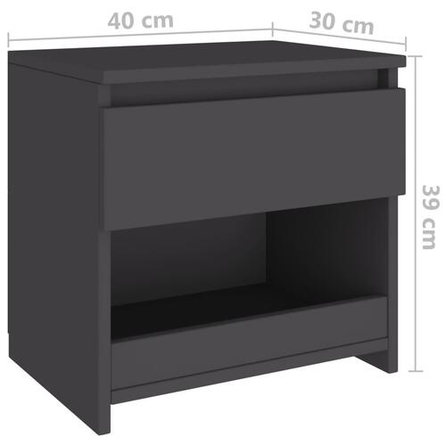 Sengeborde 2 stk. 40x30x39 cm spånplade grå