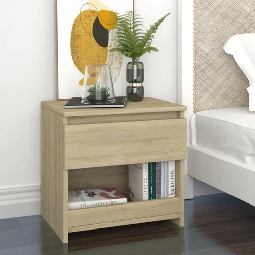 Sengebord 40x30x39 cm spånplade sonoma-eg