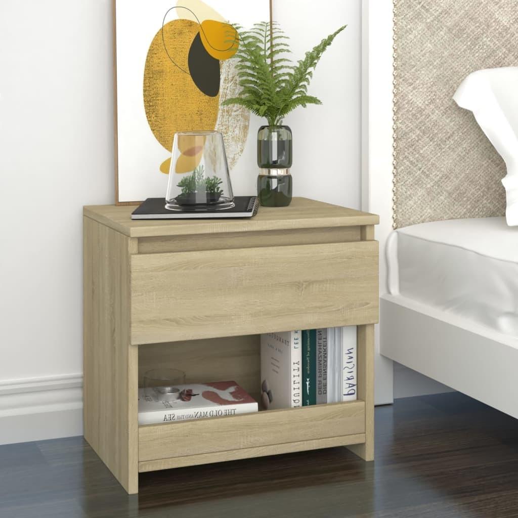 Sengebord 40x30x39 cm spånplade sonoma-eg