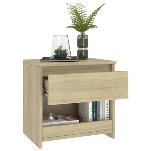 Sengebord 40x30x39 cm spånplade sonoma-eg