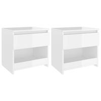 Sengeborde 2 stk. 40x30x39 cm konstrueret træ hvid højglans