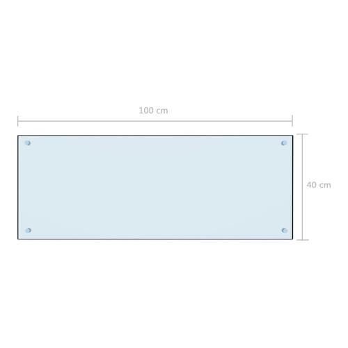 Stænkplade 100x40 cm hærdet glas hvid