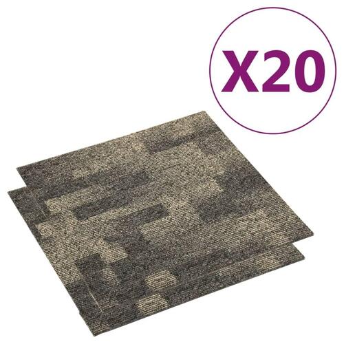 Tæppefliser 20 stk. 5 m² grå og beige