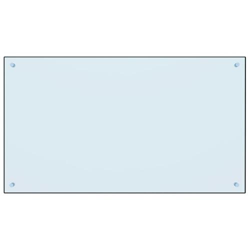 Stænkplade 100x60 cm hærdet glas hvid