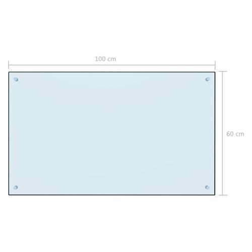 Stænkplade 100x60 cm hærdet glas hvid